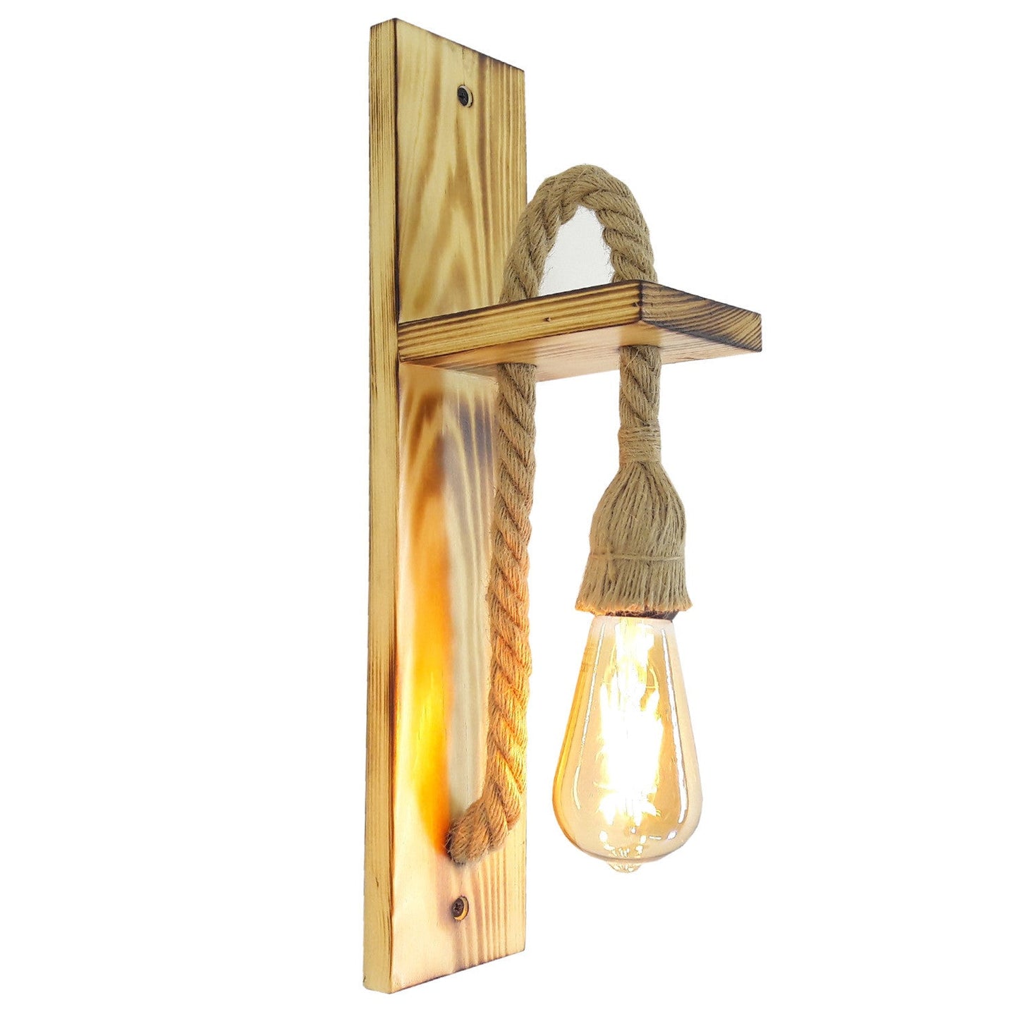 HT162 | Wall Lamp - Industrial Style, Retro Wooden Rope Wall Lamp