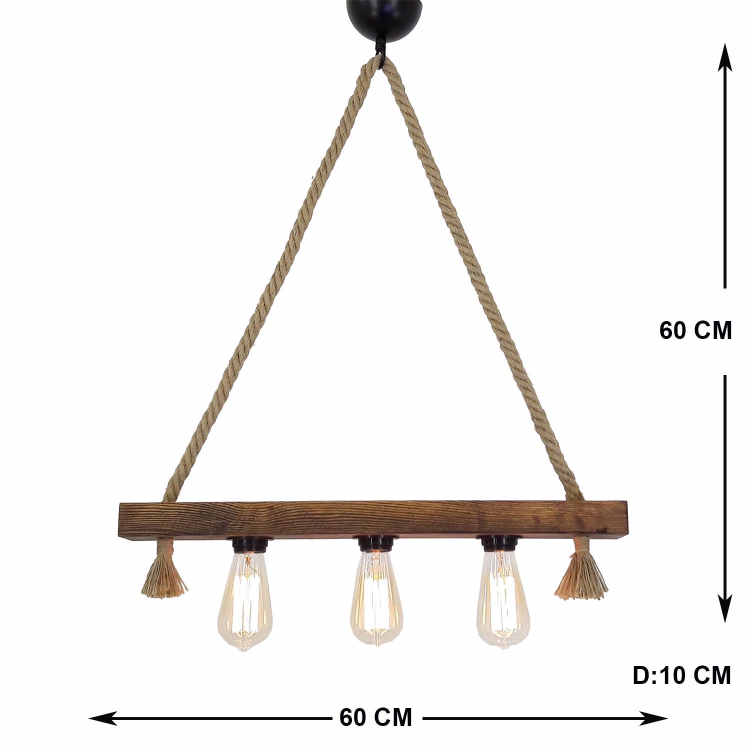 hanglamp, industriële wandlamp, industrieel touwlamp hanglamp hout